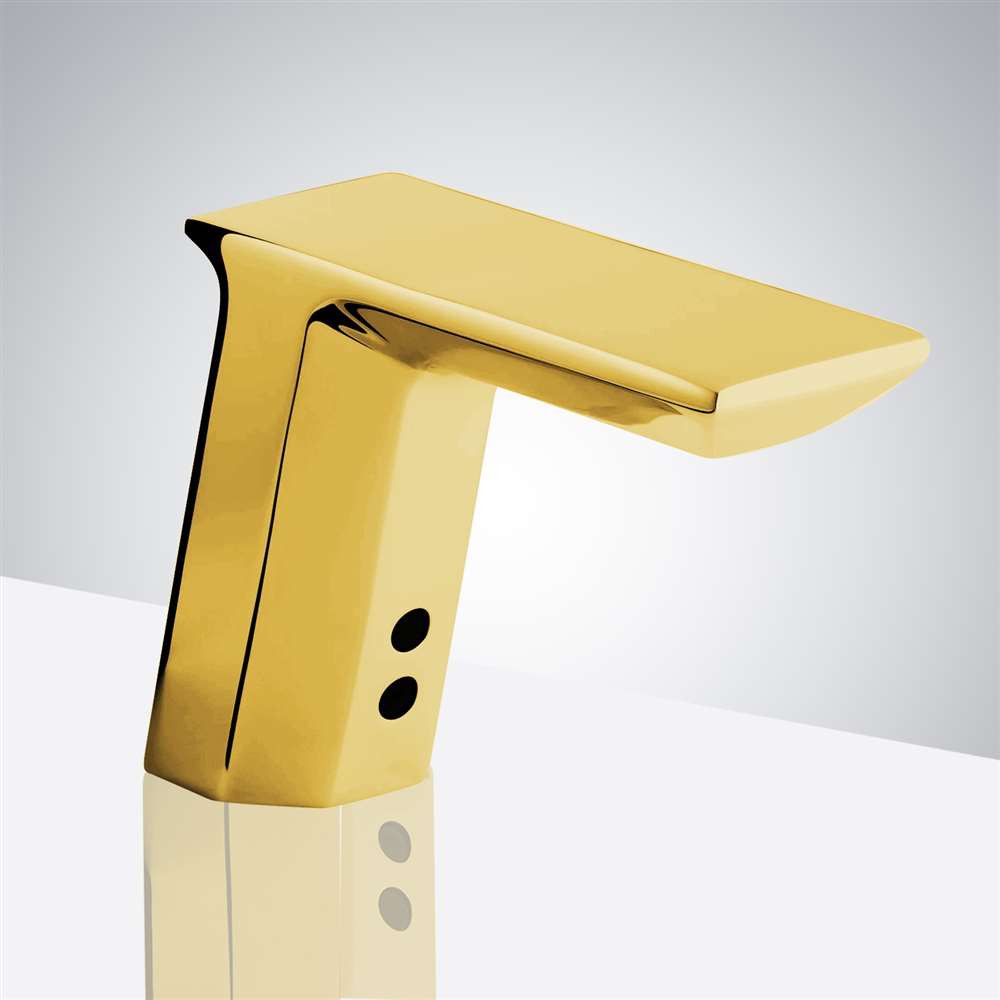 Commercial Motion Sensor Activated Faucet Brass Valve gold tone finish